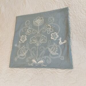 IKEA Ellen Light Blue Pillow Cover with White Floral Print